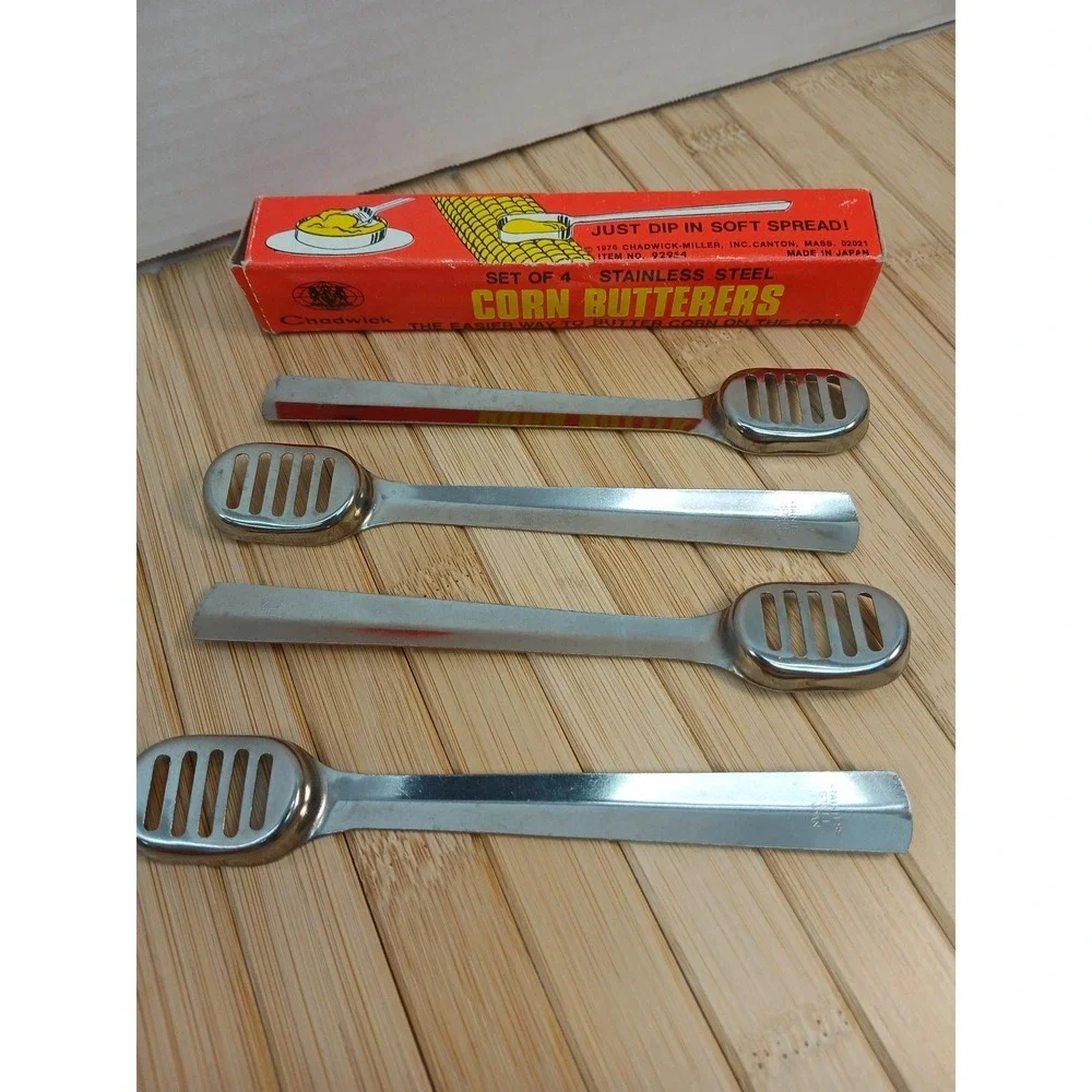 Vintage Chadwick Stainless Steel Corn Butterers Set of 4 Japan 92954 1976